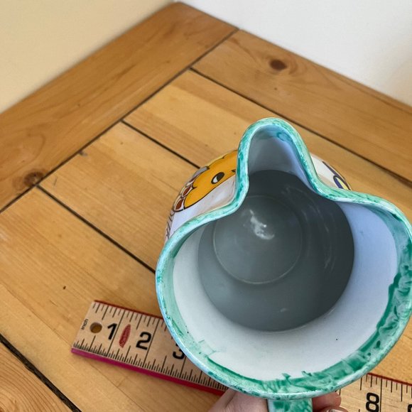 Fish Market Woman Italian Style Ceramic Water Pitcher 1 litre Vintage Spongeware - Picture 6 of 7